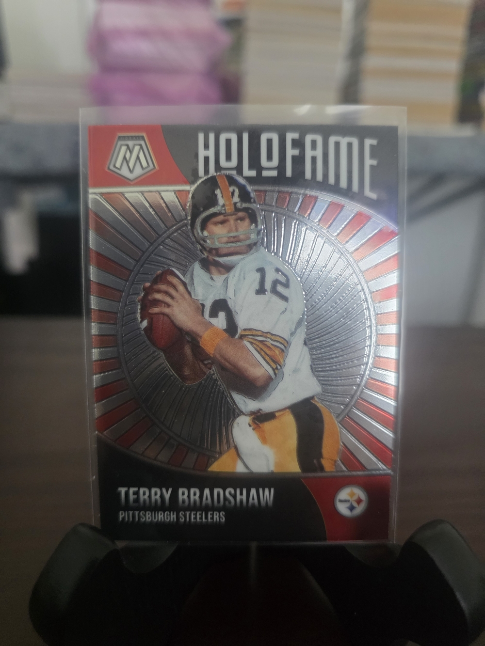 Terry Bradshaw Holofame Football Trading Card - Red / Silver